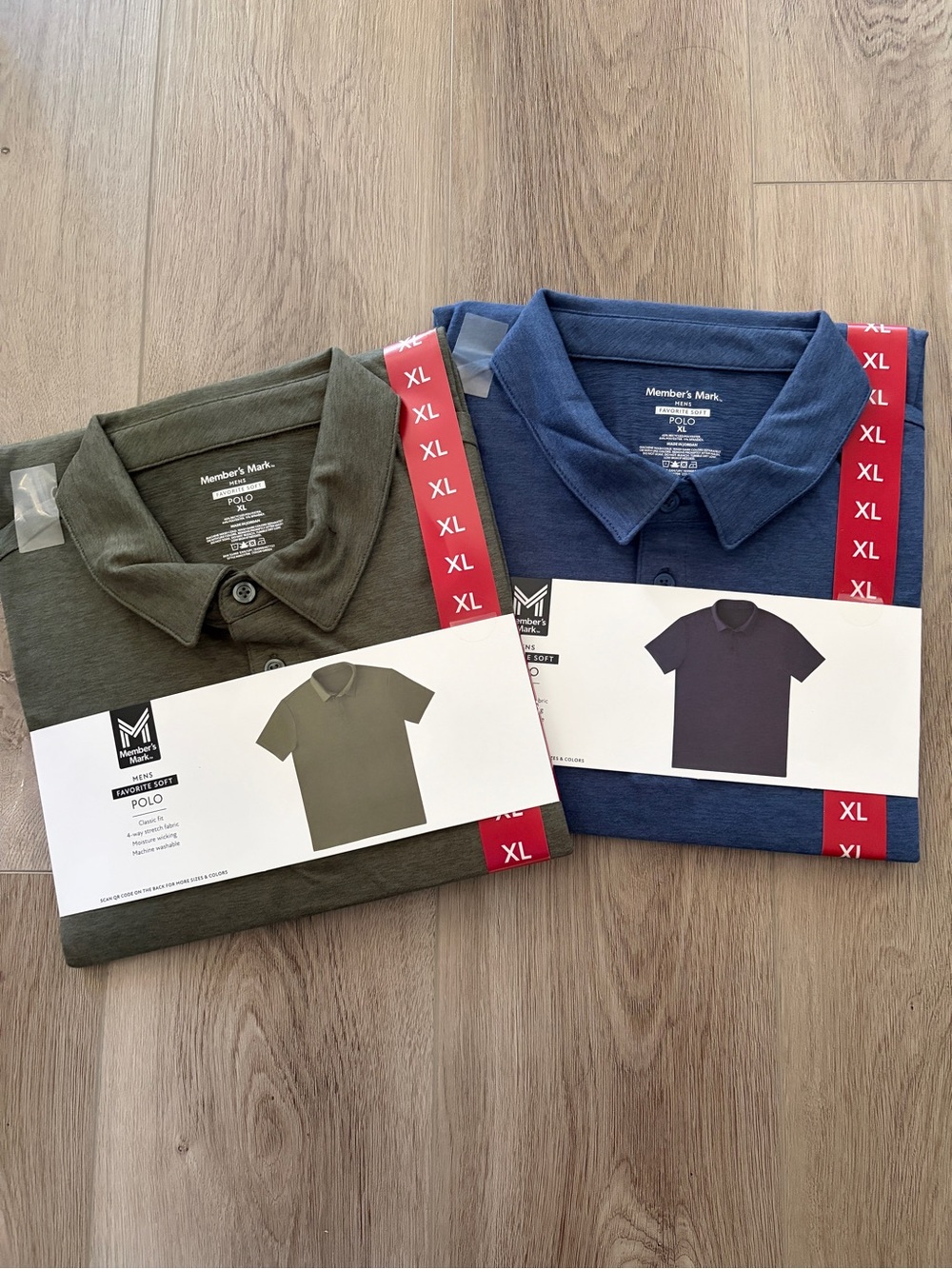 Members Mark Men's Polo Shirt - Olive and Blue (XL) set of 2